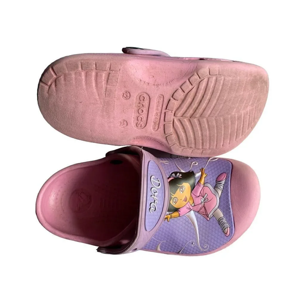 Crocs, kids, Dora, the Explorer belly slip on sling back croc size 13